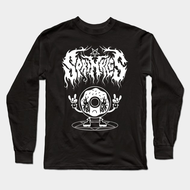 Kawaii Donut - Black Metal Logo - Creepy Cute Goth - Sprinkles Long Sleeve T-Shirt by Nemons